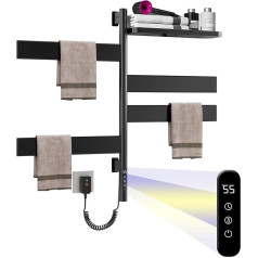 Rotatable Electric Towel Radiator, Bathroom Radiator, Towel Dryer, Electric Towel Rail, Electric Towel Warmer, 220 Volt, 125 Watt (Black)
