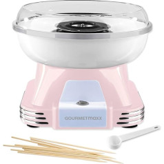 GOURMETmaxx Cotton Candy Machine for Home | The Original with 10 Sticks & Measuring Spoon in Nostalgic Retro Design | Cotton Candy in Highest Quality for Any Occasion [Pink]