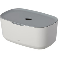 Tiger Tess Storage Box with Lid Organiser for Bathroom, Kitchen & Co., for More Tidy in Bathroom and Guest Toilet, Plastic, Colour: White/Light Grey, W x H x D: 27.1 x 11.8 x 16.7 cm