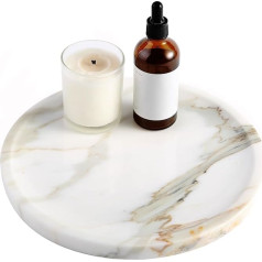 Luxury Italy Natural Marble Bathroom Tray, Marble Tray, Jewellery Bowl, Candle Tray, Decorative Tray for Kitchen Sink, Bathroom, Worktop, Sponges, Cosmetics (Statuario)