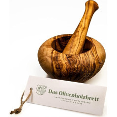 das Olivenholzbrett® Olive Wood Mortar and Pestle Round Approx. 16 cm