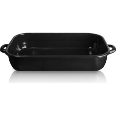 Krüger Enamel Square Pan Black 36 x 25 x 7 cm - Cut and Scratch Resistant Rectangular Enamel Pan - Ideal for Roasts, Chicken, Potatoes, etc. - Dishwasher Safe (36 cm)