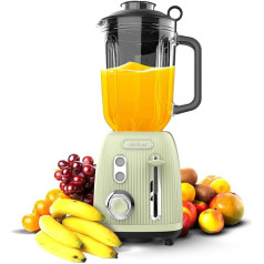 Cecotec Stand Mixer Retro Power Black Titanium RetroGreen. 1200W Maximum Power, 2 Speeds, 4-Blade Knife with Black Titanium Coating and 1.5L Jug, Vintage Design in Green