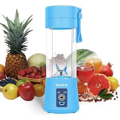 Personal Blender, Portable Blender for Smoothies and Shakes Handheld Electric Fruit Blender Machine 6 Blades 380ml USB Rechargeable Ice Mini Juicer Cup Home/Office/School/Outdoor (Blue)