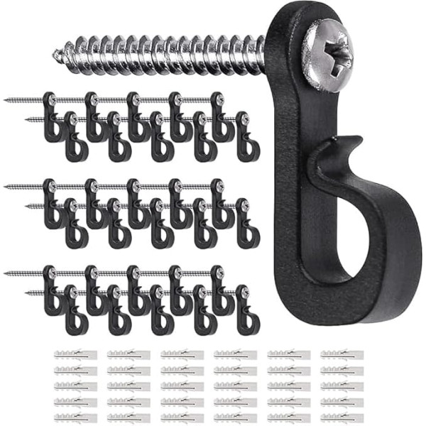 SELEWARE Screw in Hooks for Hanging Outdoor String Lights, Windproof Christmas Light Hanger Hooks, White Wall Hooks for Patio Gazebo Fence to Hang Party Fairy Wire Lights, Plants