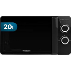 Cecotec Microwave with Grill Proclean 3030 Flatbed Microwave, Capacity 20 L, 700 W, 6 Levels, 800 W Halogen Grill, Compact Design with FullCrystal Door, Perfect Cooking Thanks to 3DWave Technology