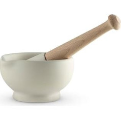 Milton Brook MB947002 Add flavor to meals with this unglazed mortar and pestle, ideal for straightforward grinding, beech wood handle, vitrified porcelain, white