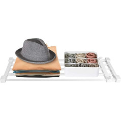 Ejoyous Telescopic Wardrobe System Shelf, Telescopic Cupboard System, Shelf System, Wardrobe Organiser, Extendable Cupboard Divider for Kitchen, Refrigerator, Bookcase, Area, 73.2 ~ 128 cm