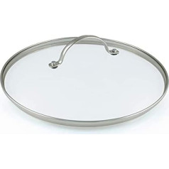 Greenpan 20 cm Tempered Glass with Stainless Steel Rim Univesal Glass Lid with Metal Handle