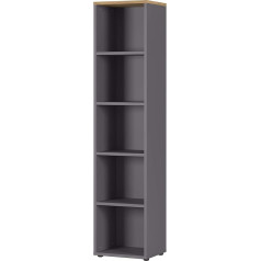 Arlington Home Office Filing Rack in Graphite/Grandson Oak Replica Five Compartments in File Height 45 x 197 x 40 cm