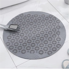 Shower Mat, Round Non-Slip Bath Mat, 55 x 55 cm, Shower Mats with Suction Cups, TPE Bathroom Mat, Shower Mats for Bathroom, Machine Washable, Grey