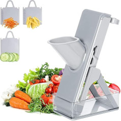 Poligono Vegetable Slicer, Multifunctional Vegetable Slicer, Vegetable Slicer, Turbo Cut Vertical Blade Made of Stainless Steel, for Potato, Carrot, Onion, Grey