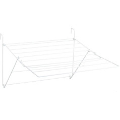 Sauvic White Plastic Coated Balcony EXTENDABLE Clothes Airer, Steel 61 x 87 x 32 cm
