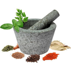 BROWIN® Granite Kitchen Mortar with Pestle | Diameter 13.3 cm | Chopper for Kernels, Spices, Nuts, Pepper or Herbs | Traditional Quality for Culinary Masterpieces