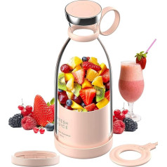 Fresh Juice Portable Blender to Go Smoothie Personal Blender Cordless Fruit Blender Rechargeable USB for Sports Camping Fitness (Pink+)