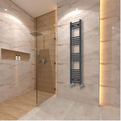 Curved Heated Towel Rail Radiator Ladder Charcoal Grey 1400x300mm Central Radiator Bathroom Kitchen