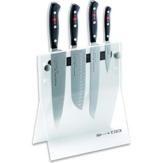 F. DICK Premier Plus 4Knives 88040110-05 Knife Block (4-Piece Office Knife, Santoku Kitchen Knife, Bread Knife, Knife Set, Made of High-Alloy Steel, Laser Tested Blade, X50CrMoV15, Plastic Handle)