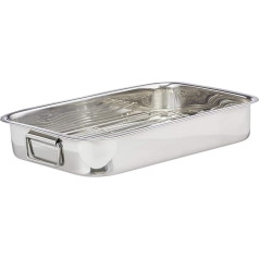 MGE - Roasting Dish with Grate Made of Stainless Steel - Oven Dish with Rack - Large Casserole Dish with Rack - Lasagna Casserole Dish - Roasting Mould for Lasagna, Chicken and Vegetables - Stainless