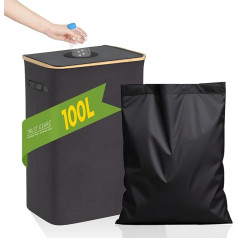 Deposit Bottles Collection Container with Lid, Large Deposit Bottles Storage, Container Empty & Waste Glass Storage, Bottle Collector with Hole, Kitchen Storage Room, Bottle Bag, Black