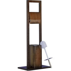 Relaxdays Bath Accessory Set, Roll Holder, Brush, Toilet Paper Stand, Bamboo, 82 x 36 x 21 cm, Brown, 36 x 21 x 82 cm