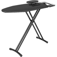 122 x 38 cm Folding Ironing Board with Iron Rest, Heat Resistant Cover, Height Adjustable, Non-Slip Feet, Space Saving, Black