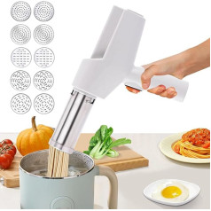 YUCHENGTECH Hand Pasta Machine, Electric Noodle Press, Handheld Electric Pasta Noodle Machine with 10 Press Moulds for Household