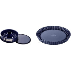 Dr. Oetker Springform Cake Tin Diameter 26 cm Baking Love Enamel - 26 Cake Baking Mould with Extra High Rim in Dark Blue & Fruit Cake Mould 28 cm Baking Love Enamel - 28 Cake Base Mould in Dark Blue