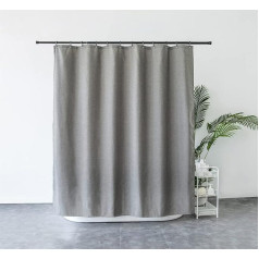 M&W DAS DESIGN Shower Curtain Made of Heavy Textile Fabric Linen Look Heavy Quality Mildew Resistant Fabric Luxury 100% Waterproof Opaque Includes 16 Hooks Weight Bottom