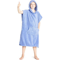 Hooded Towel Poncho for Children, Bath Robe for Changing with Pockets, Bath Poncho Made from 100% Cotton, Ideal for Holidays, Swimming, Surfing, Beach, Bath