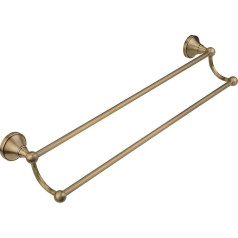 Towel Rail Bathroom Double Towel Rail, Brushed Brass Towel Rail 60 cm - Wall Mounted Towel Holder Need to Drill, for Bathroom & Kitchen, Rust & Scratch Resistant Towel Rail