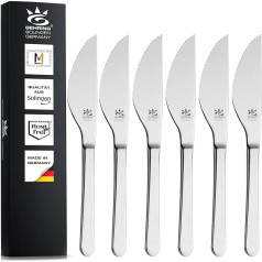 GEHRING Solingen Satino Pizza Knife, Pack of 6, 11 cm Blade Length, Coarse Serrated Edge, Pizza Knife, Stainless Steel, 6 Pieces, Made in Germany, Dishwasher Safe