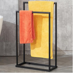 Bathroom Towel Rack, 2 Tier Freestanding Stainless Steel Towel Rack, Bathroom Towel Rack, Ceiling Shelf, Matte Black DECLUTTR