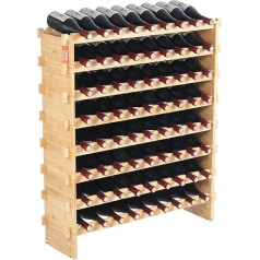 VEVOR Wine Rack Stackable 72 Bottles Sturdy Bottle Rack 8-Tier Storage Rack Bamboo Wood Freestanding Wine Rack Wobble Free Shelves Wine Stand for Kitchen Bar Cellar (Natural Color)