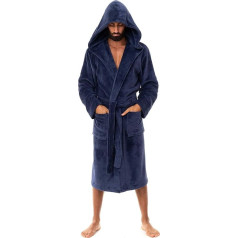 John Christian Super Soft Fleece Hooded Dressing Gown Navy - Mens