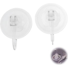 Suction Cup Hooks, 2 Pack Clear Plastic Reusable Heavy Duty Vacuum Suction Cup Hooks for Bathroom, Window, Kitchen, Windows, Bags, Coats, Caps, Towel