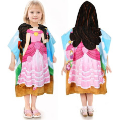 Kato Tirrinia Princess Bath Poncho Bathrobe Hooded Towel Children Girls Terry Towelling Bath Towel Beach Towels Cotton Camping Surf Beach Poncho Children 60 x 60 cm