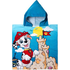 Paw Patrol Bath Poncho for Boys Hand Towel Children's Bath Towel with Hood 100% Cotton 50 x 100 cm, multicoloured
