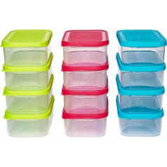 Rectangular Food Storage Containers 0.5 Litre (510 ml) Set of 12 with Flex Lid Colourful