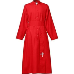 COSDREAMER Clergy Cassock Robe Preacher Cassock Men's Praise Worship Robe, Red, M, red