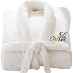 Wedding Mr & Mrs Embroidered Logo 100% Cotton Terry Towelling Bath Robe Towel Bathrobe Dressing Gown Luxury Velour Dressing Gown -