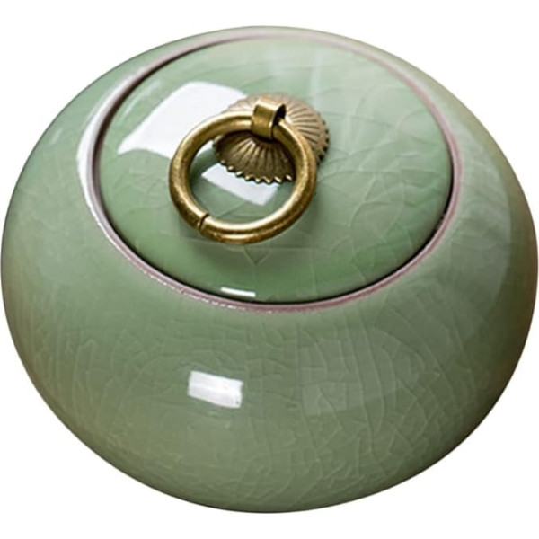 Ceramic Jar with Airtight Lid, Vintage Loose Tea Canister, Porcelain Spice Container, Kitchen Container, Container for Coffee, Sweets, Nuts, Tea Bags, Green