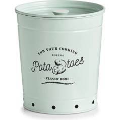 Zeller 19347 Storage Tin Potato Metal Mint Approx. Diameter 16 - 19.7 x 21.5 cm Storage Container for Potatoes