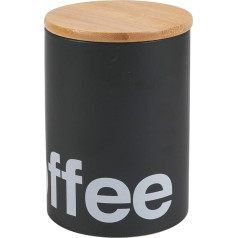 Villa d'Este Home Tivoli Black Stoneware Coffee Jar with Bamboo Lid, Dimensions: Diameter 10 x Height 14.6 cm