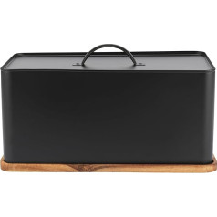 SALTER BW13564EU7 Toronto Bread Bin with Chopping Board - Countertop Storage Box with Wooden Base for Cutting & Serving, Rectangular Bread Holder Container for Kitchen, Easy to Clean, Acacia