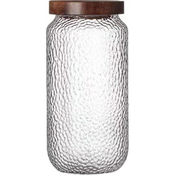 Soulnioi Storage Jar with Wooden Lid, Food Storage Containers with Wooden Lids for Food, Coffee Beans, Cereal (1500ml)