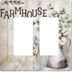 Farmhouse Barn Rustic Flower Cotton Floral 1 Gang Rocker Switch Covers Decorative Single Decora Outlet Wall Plate Front Panel Switch Plate GFCI for Country Bathroom Bedroom Decor