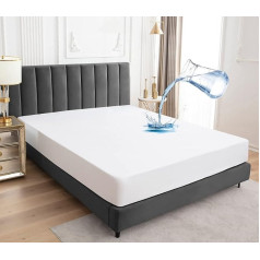 Waterproof Mattress Protector, 180 x 200 cm Fitted Sheet, Breathable Mattress Cover, Waterproof Mattress Cover, Moisture Protection, Fitted Sheets, White
