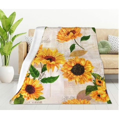 HGOD DESIGNS Watercolor Sunflowers Throw Blanket Vintage Floral Print Soft Blankets and Throws 100x130cm