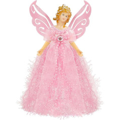 Belle Vous Christmas Angel Tree Topper - 20.5 x 8.2 cm Pink Christmas Topper Angel Figure Made of Plastic - Angel for Christmas Tree Topper, Christmas Tree Decoration and Festive Home Decor