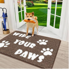 Enyhom Doormat Indoor Washable 60 x 90 cm Dogs and Wipe Your Paws Design Dog Dirt Trapper Mat, Non-Slip Absorbent Dirt Trapper Door Mat